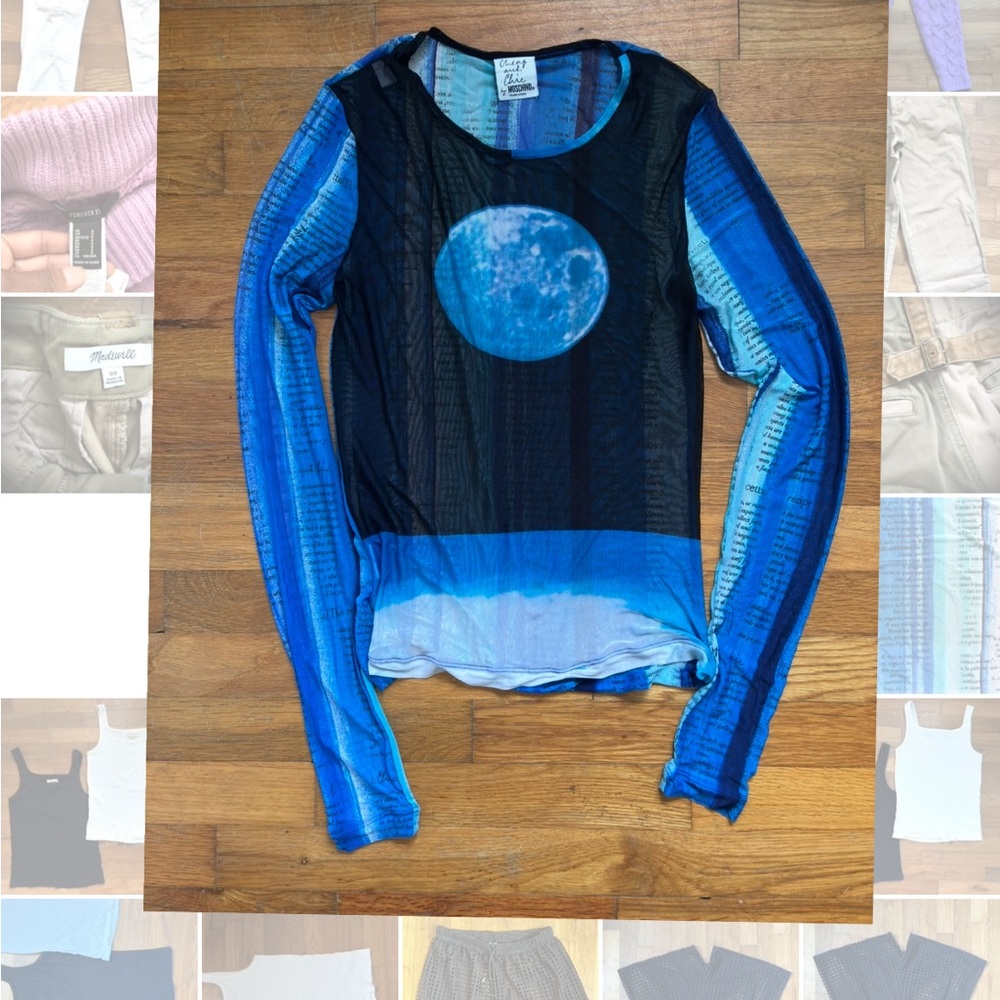 Moschino Blue and Black Sheer Top